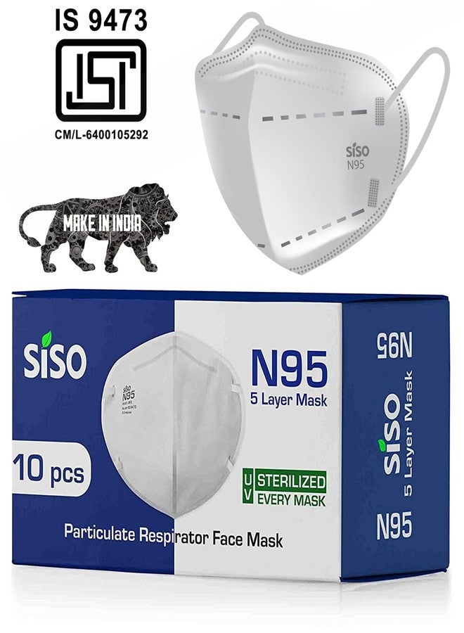 سيسو قناع وجه SISO للجنسين معتمد من ISI Mark/BIS N95 ذو 5 طبقات بتقنية النفخ بالذوبان FFP2 (أبيض، عبوة من 10 قطع) - Image 2